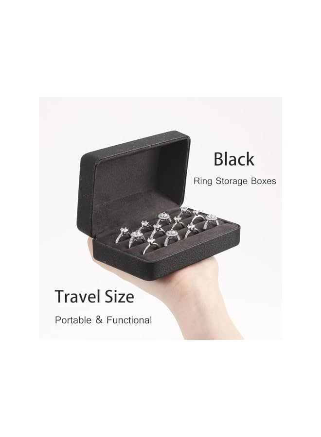 The Bros Jewelry Rings Organizers,Ring Storage Boxes for Multiple Rings,Travel Ring Stud Earrings Holder Case,3 Slot Portable Ring Display Tray Case,Compact and Stylish Ring Holder Case Box-Black  - Image 3