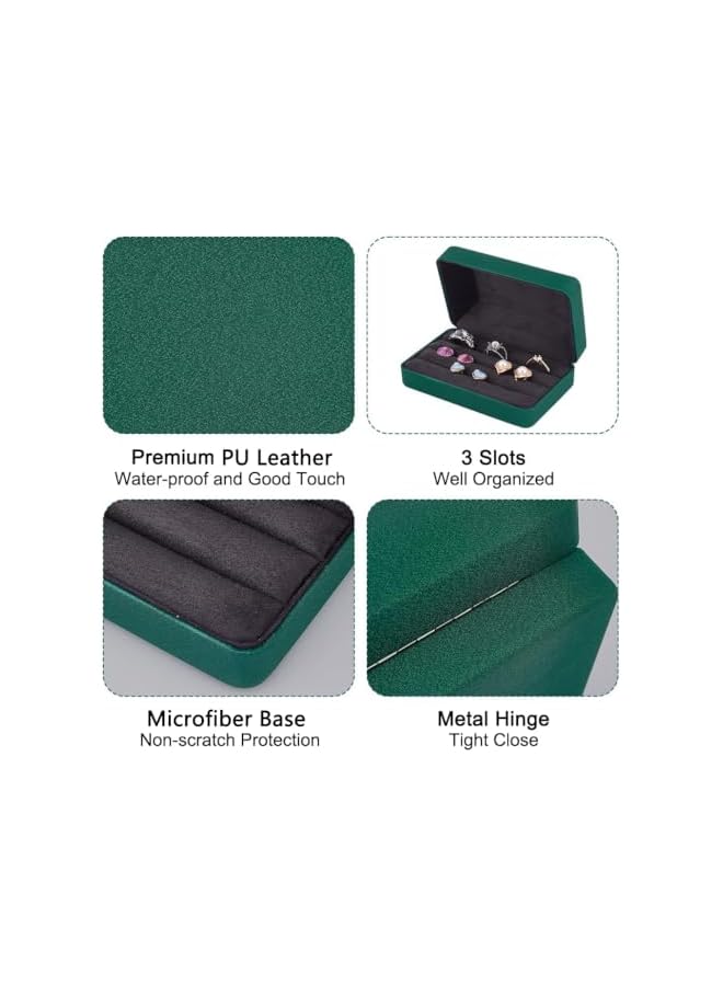 The Bros Jewelry Rings Organizers,Ring Storage Boxes for Multiple Rings,Travel Ring Stud Earrings Holder Case,3 Slot Portable Ring Display Tray Case,Compact and Stylish Ring Holder Case Box-Black  - Image 4