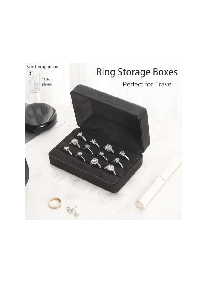 The Bros Jewelry Rings Organizers,Ring Storage Boxes for Multiple Rings,Travel Ring Stud Earrings Holder Case,3 Slot Portable Ring Display Tray Case,Compact and Stylish Ring Holder Case Box-Black  - Image 2