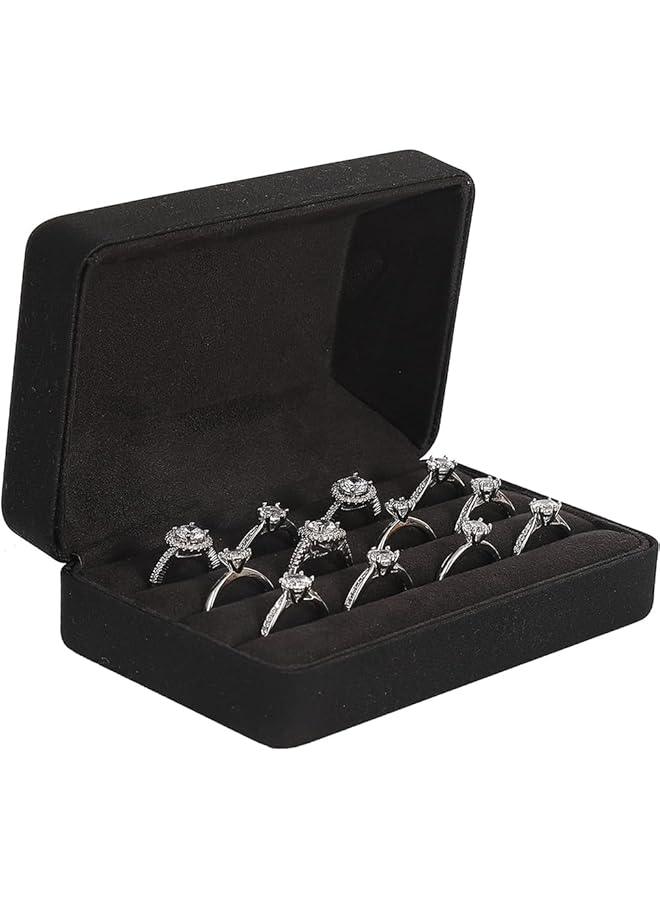The Bros Jewelry Rings Organizers,Ring Storage Boxes for Multiple Rings,Travel Ring Stud Earrings Holder Case,3 Slot Portable Ring Display Tray Case,Compact and Stylish Ring Holder Case Box-Black  - Image 1