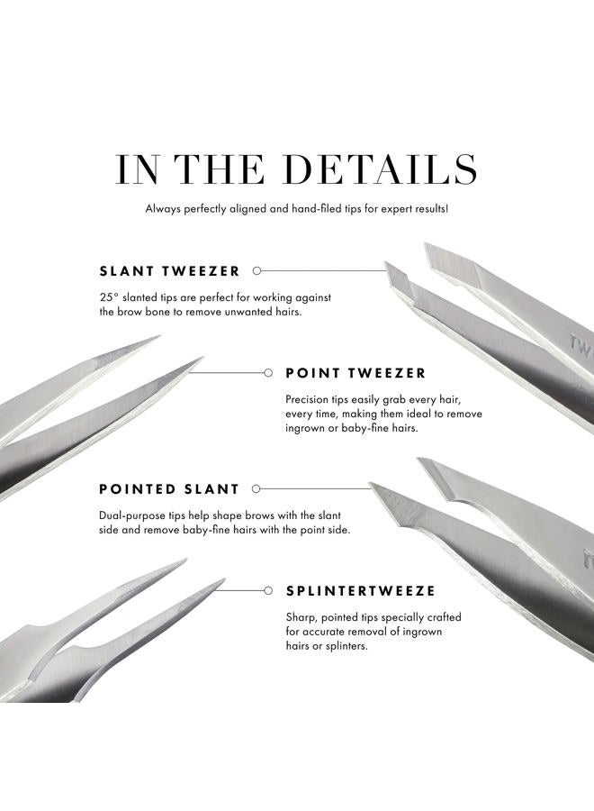 Tweezerman ملقط مائل ونقطة - مجموعة ملاقط للحواجب، الشعر الوجه، الشعر الناشئ - Image 4