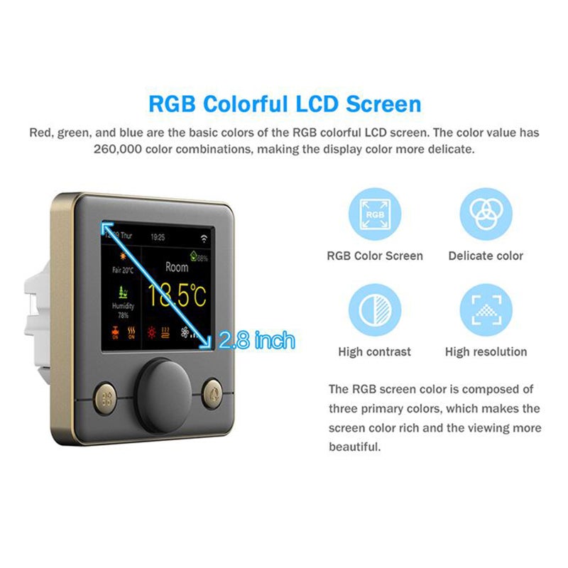 Smart Thermostat 2.8Inch RGB Colorful LCD Display - Weekly-Programmable Intelligent Thermostat for Home Temperature Control - Image 5