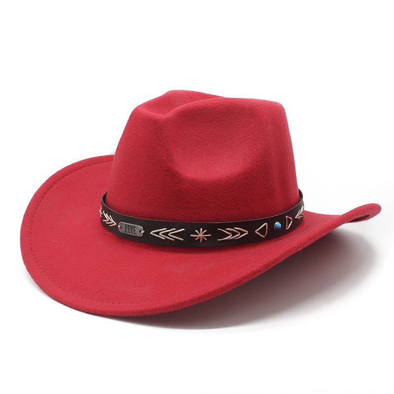Cowboy Hat Unisex Winter Warm Wide Brim Western Felt Hat - Image 1