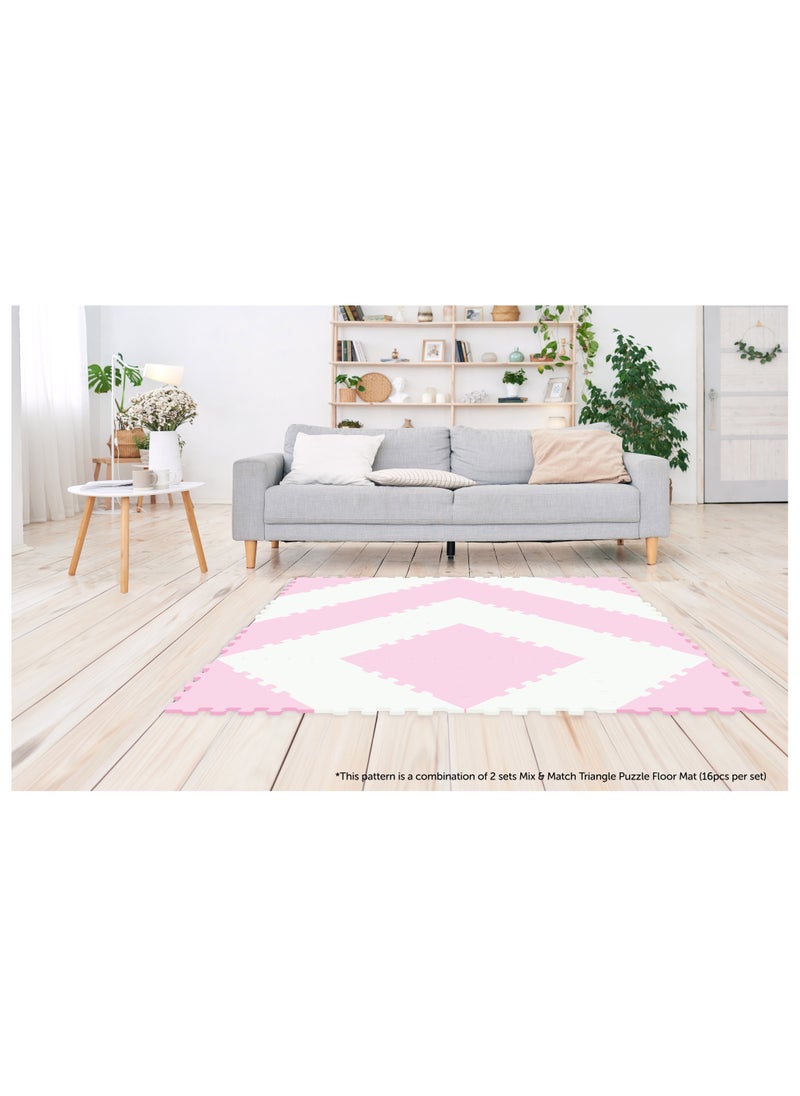 Sunta Sunta - 2 Colours Triangle Puzzle Floor Mat 16Pcs - Pink  - Image 3