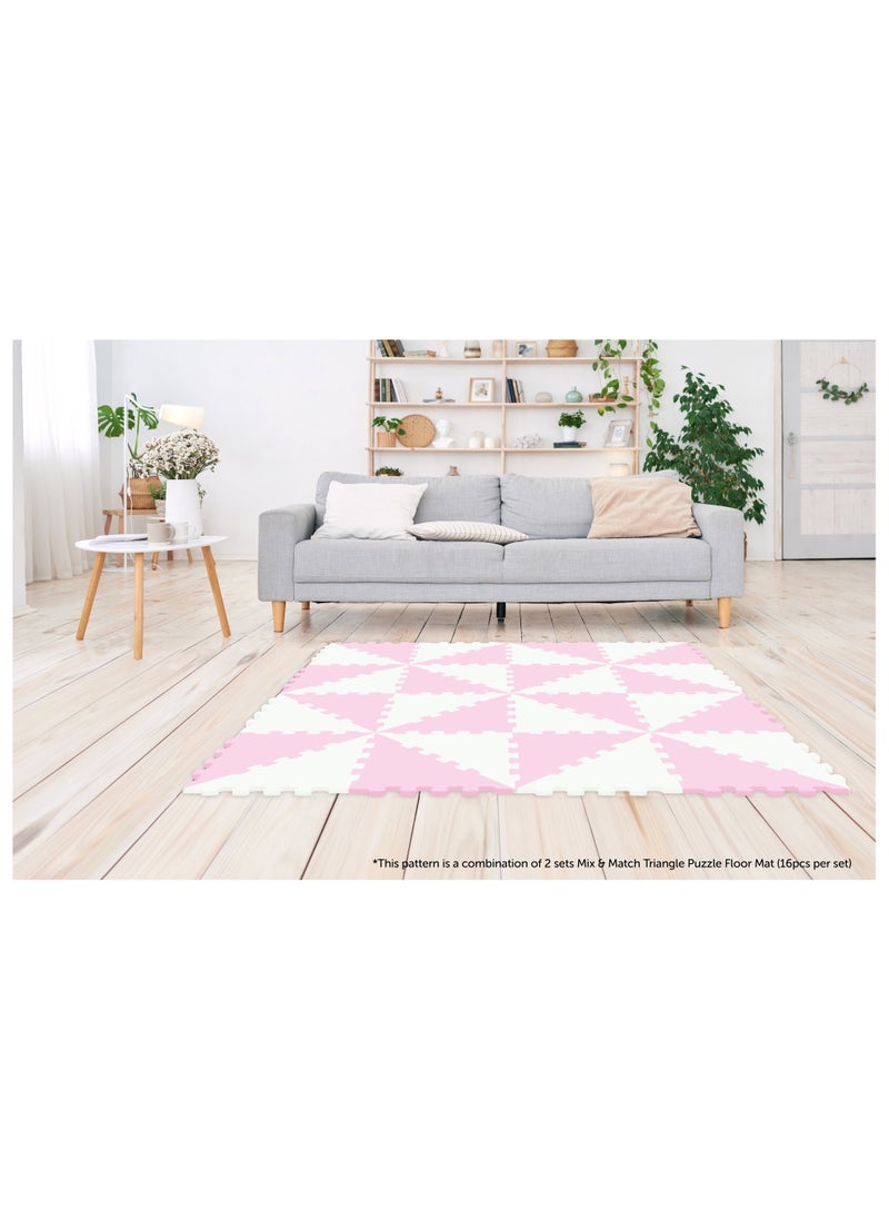 Sunta Sunta - 2 Colours Triangle Puzzle Floor Mat 16Pcs - Pink  - Image 4