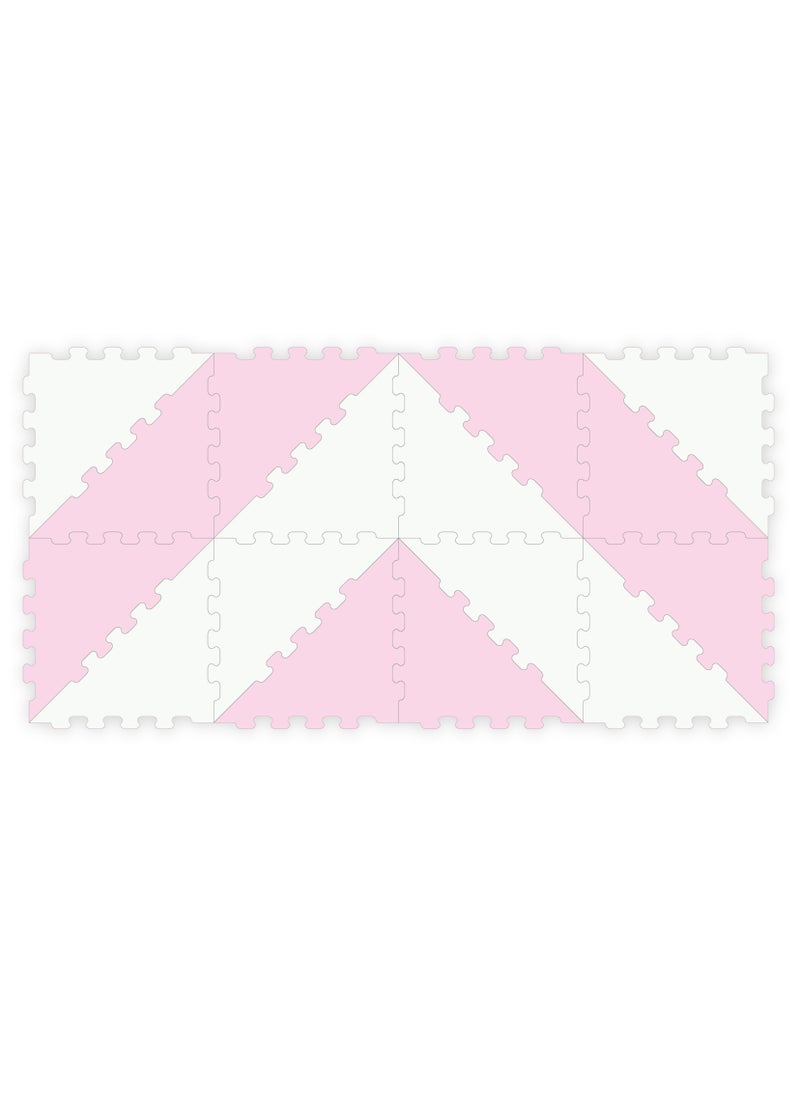 Sunta Sunta - 2 Colours Triangle Puzzle Floor Mat 16Pcs - Pink  - Image 1