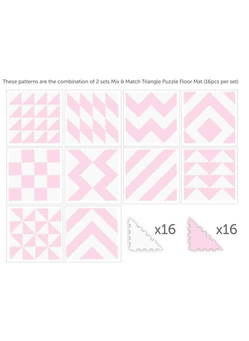 Sunta Sunta - 2 Colours Triangle Puzzle Floor Mat 16Pcs - Pink  - Image 5