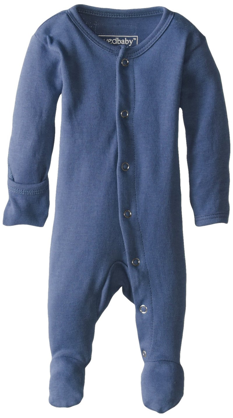 L'ovedbaby Baby Girls Organic Snap One-Piece Footies, Slate, 3-6 Months US - Image 4