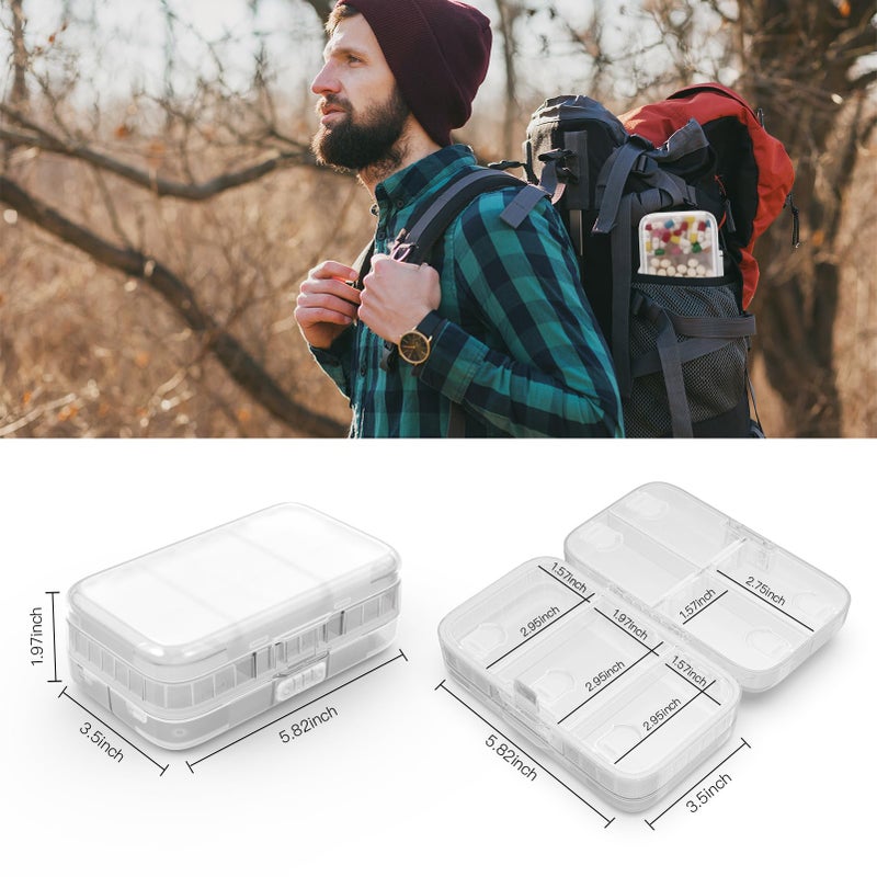 FYY Weekly Pill Organizer with Labels,8 Compartments Travel Daily Pill Case Airtight Moistureproof Large Pill Box to Hold Vitamins, Fish Oil, Supplements,Cotton Swab and Bandages-Clear - Image 2