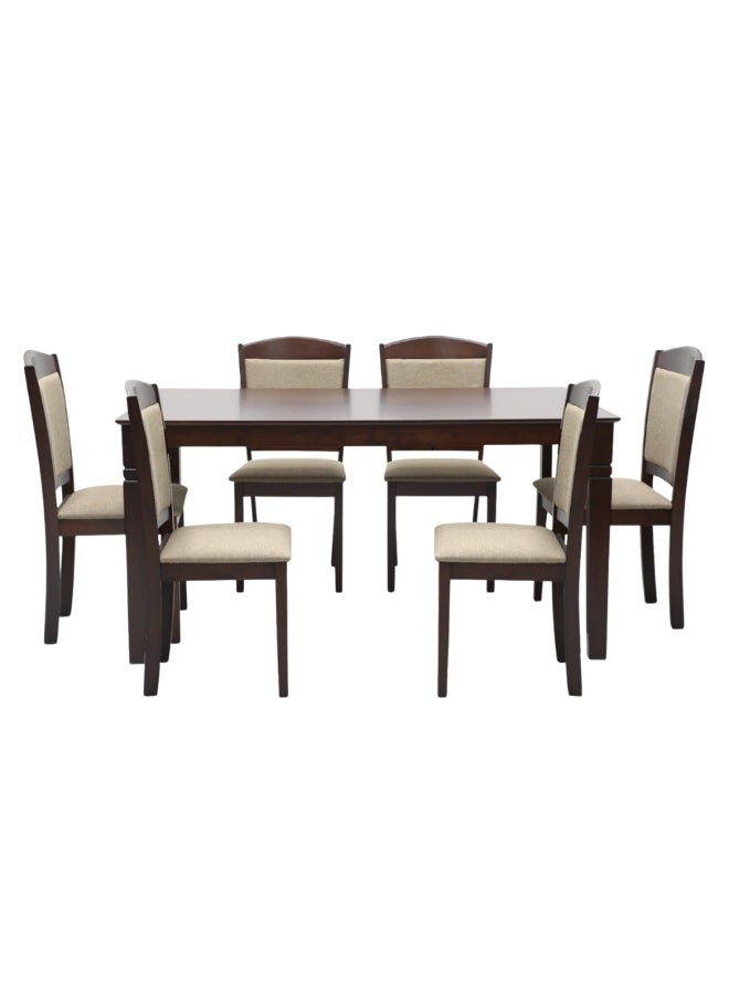 ABX HOME Davos Dining Table set 6 seater Rectangular Dining Set | Sturdy Kitchen Wooden Top Table with Fabric Chairs | Dining set 1+6 Seater for Home, Dining Room - Image 2