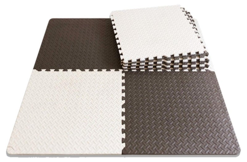 Reva Kids Play Mat Foam Interlocking Floor Mat Non-Slip Waterproof Durable Soft EVA Flooring Tiles for Exercise, Gym, Yoga, Baby Playroom (60×60cm, Black & White, 6PCS) - Image 1