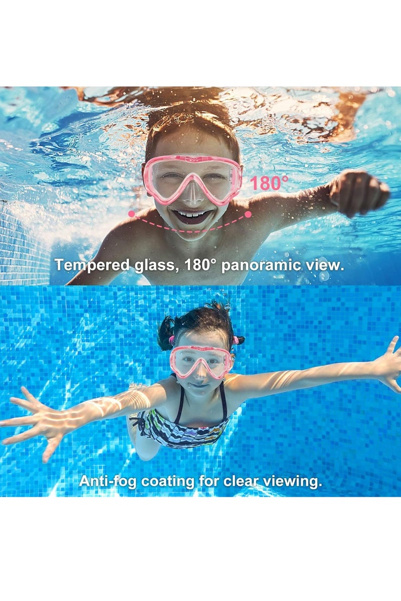 Oasisgalore 2 Pcs Kids Diving Goggles, Snorkel 180°Panoramic Diving Mask, Anti-Fog and Anti-Leak Swimming Goggles for Children 5 - 12 - Image 4