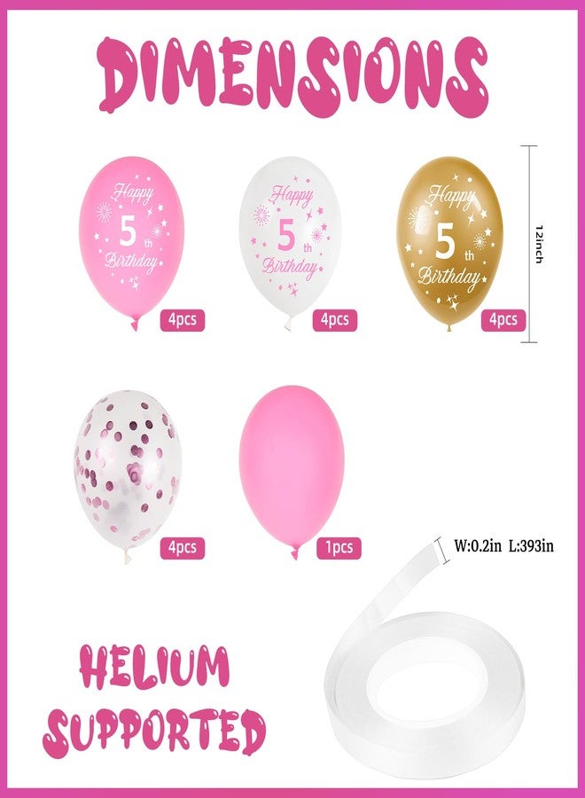 Hongplus Pink 12th Birthday Balloons for Girls 12th Birthday Party Decorations, 12inch 16pcs Pink Gold Happy 12th Birthday Balloons, Party Balloons Confetti Balloons for Girls Princess Theme Party Deocorations - Image 2