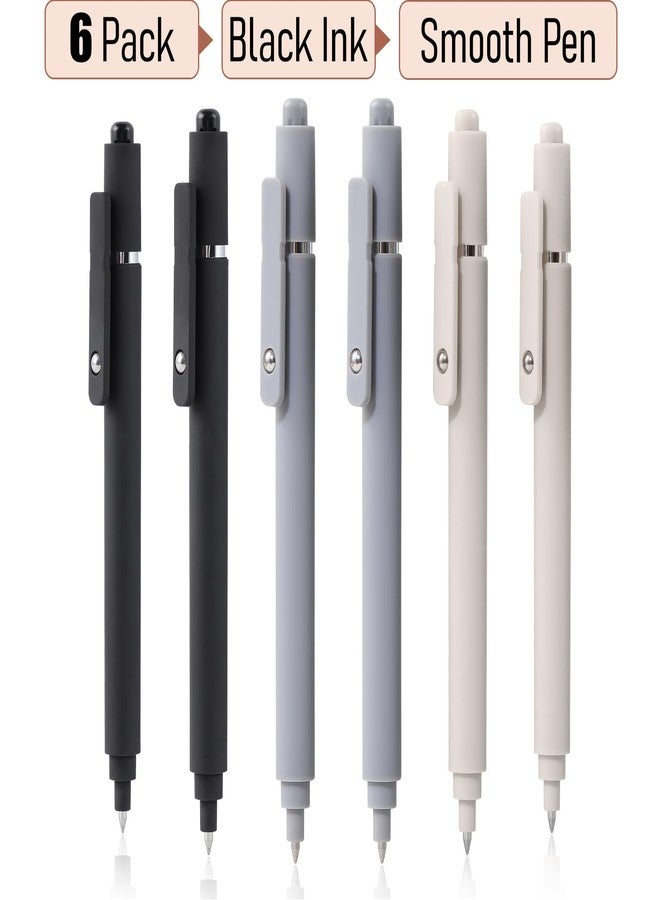 RIANCY Gel Pens, 6 Pcs 0.5mm Black Ink Quick Dry Fine Point Smooth Writing Black Gray White Pens, Cute Aesthetic Gifts Set for Men Women Journaling, Office School Stationery Supplies - Image 4