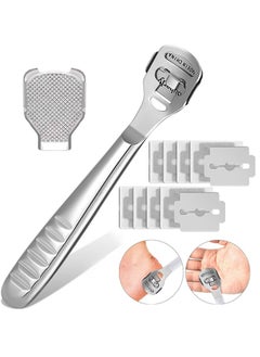 HS Foot Scraper Stainless Steel Files Care Pedicure Dead Hard Skin Remover Tool With 10 Blades For Wet And Dry Feet  - Image 1