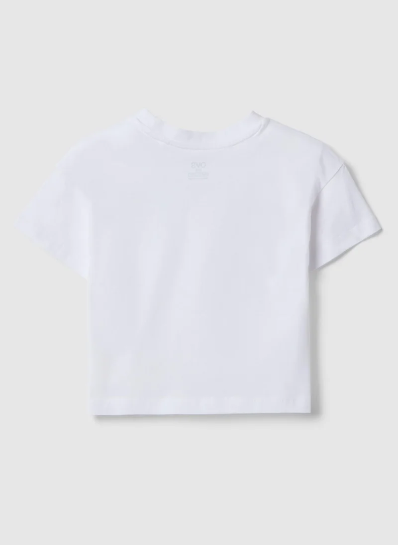 Ovs Ovs Girls' White Pure Cotton Boxy Fit T-Shirt With Heart