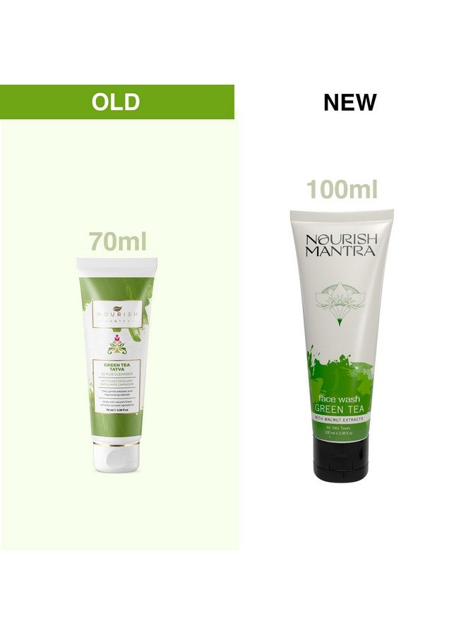 نوريش مانترا غسول الوجه نوريش مانترا بالشاي الأخضر تاتفا | بالشاي الأخضر ومسحوق الجوز والنياسيناميد | لجميع أنواع البشرة | مقشر ومنظف للوجه 2 في 1 | خالٍ من البارابين وكبريتات لوريل الصوديوم - 100 مل - Image 2