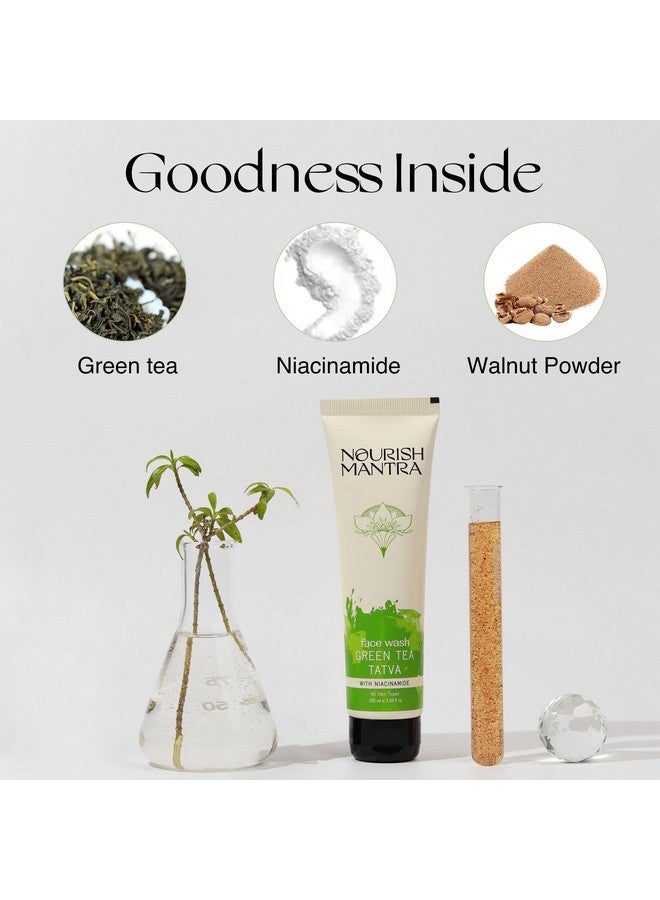 نوريش مانترا غسول الوجه نوريش مانترا بالشاي الأخضر تاتفا | بالشاي الأخضر ومسحوق الجوز والنياسيناميد | لجميع أنواع البشرة | مقشر ومنظف للوجه 2 في 1 | خالٍ من البارابين وكبريتات لوريل الصوديوم - 100 مل - Image 3