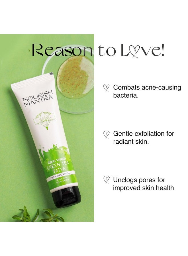 نوريش مانترا غسول الوجه نوريش مانترا بالشاي الأخضر تاتفا | بالشاي الأخضر ومسحوق الجوز والنياسيناميد | لجميع أنواع البشرة | مقشر ومنظف للوجه 2 في 1 | خالٍ من البارابين وكبريتات لوريل الصوديوم - 100 مل - Image 4