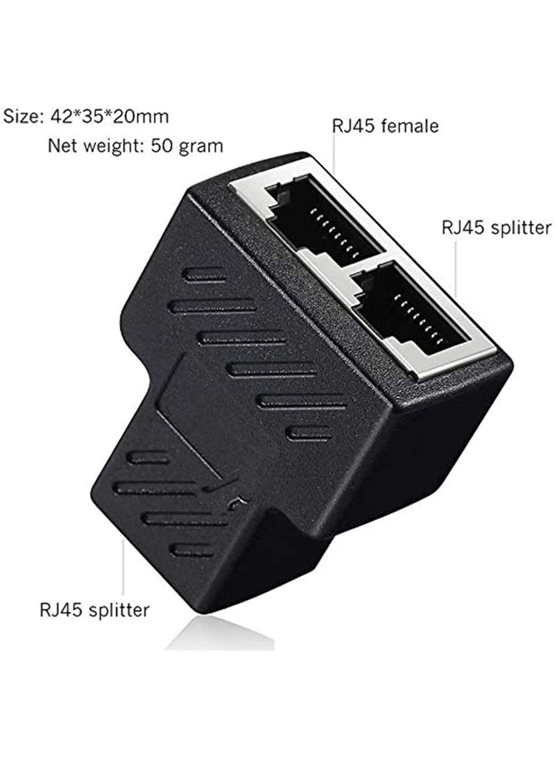 Suntown RJ45 Splitter Connector Adapter, 1PC USB to RJ45 Port 1 to 2 Female Ports for CAT 5/ CAT 6/ CAT 7 LAN Ethernet Cables Socket Splitter Hub PC Laptop Router Contact Modular Plug (Black) - Image 4