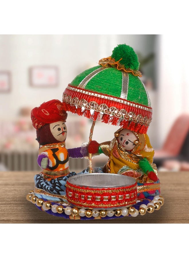 JH Gallery Recycled Material Rajasthani Raja Rani Puppet, Dolls Decorative Tealight Candle Holder, Diwali Decoration Items for Home Decor, Tea Light Candle Holder(Pack of 2) - Image 5
