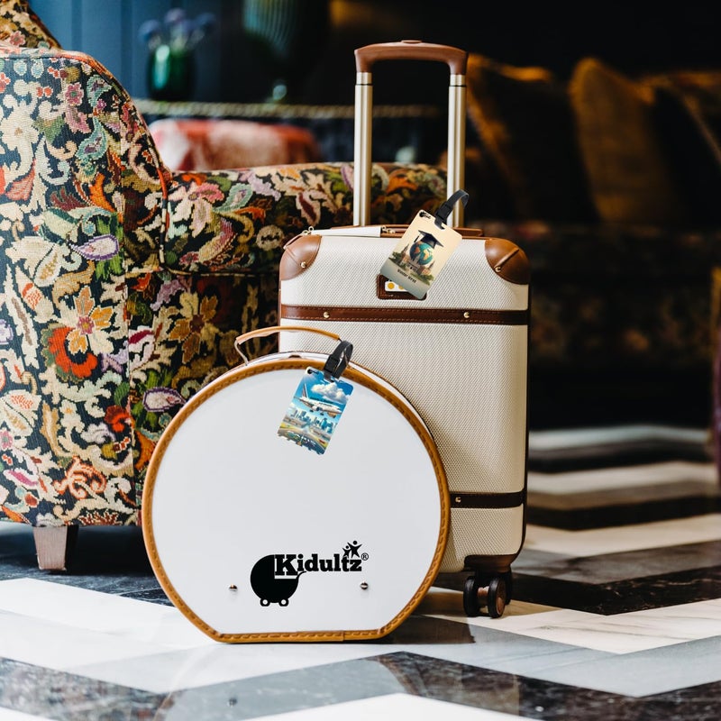 Kidultz (Set of 10) Synthetic Luggage Tags with Black Strap Loop | Durable, Waterproof, Anti-Break Travel ID Tags for Suitcases, Backpacks, School & Office Bags (Set 8) - Image 5