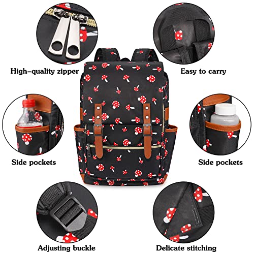 FEWOFJ Mushroom Laptop Backpack for Girls Women,College School Bookbags for Teenagers - Image 4
