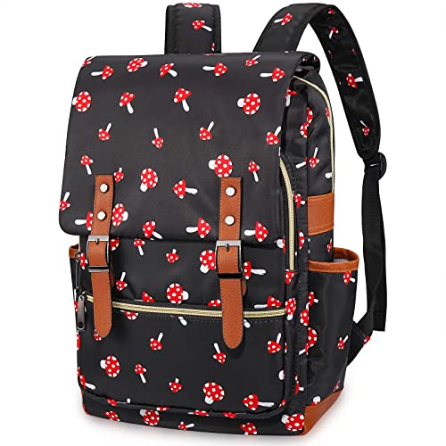 FEWOFJ Mushroom Laptop Backpack for Girls Women,College School Bookbags for Teenagers - Image 1