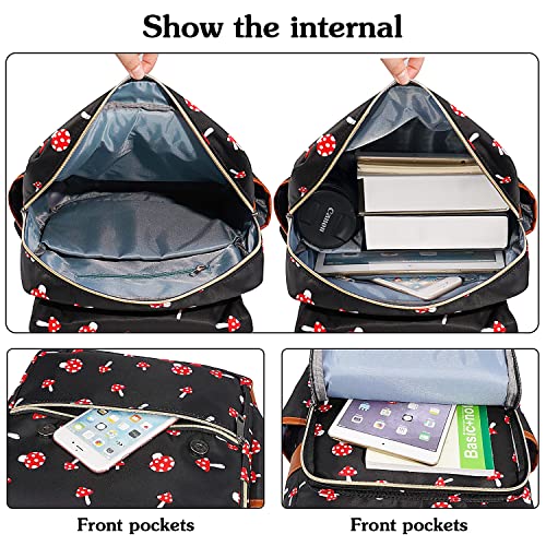 FEWOFJ Mushroom Laptop Backpack for Girls Women,College School Bookbags for Teenagers - Image 3
