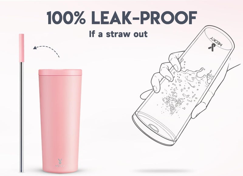 Meoky 24 oz Insulated Tumbler with Lid and Straw, Stainless Steel Vacuum Insulated Tumbler, Keeps Cold for 24 Hours, 100% Leak Proof, Fits in Car Cup Holder (Night) - Image 3