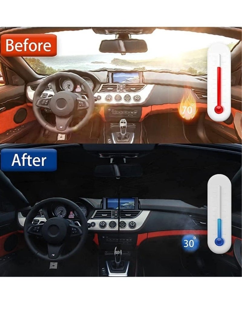 Generic Car Windshield Sun Shade Umbrella, Foldable Car Windshield Sunshade, Brella Shield for Car, Car Umbrella Sun Shade Protect Vehicle from UV Sun and Heat  - Image 5
