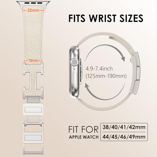 CHANCHY Leather Magnetic Watch Band Compatible with Apple Watch Bands 40mm 38mm 41mm 42mm 44mm 45mm 46mm, Top Grain Leather Dressy Band for Women Men iWatch Ultra SE3 Series 11/10/9/8/7/6/5/4/3/2/1 - Image 5