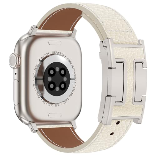 CHANCHY Leather Magnetic Watch Band Compatible with Apple Watch Bands 40mm 38mm 41mm 42mm 44mm 45mm 46mm, Top Grain Leather Dressy Band for Women Men iWatch Ultra SE3 Series 11/10/9/8/7/6/5/4/3/2/1 - Image 1
