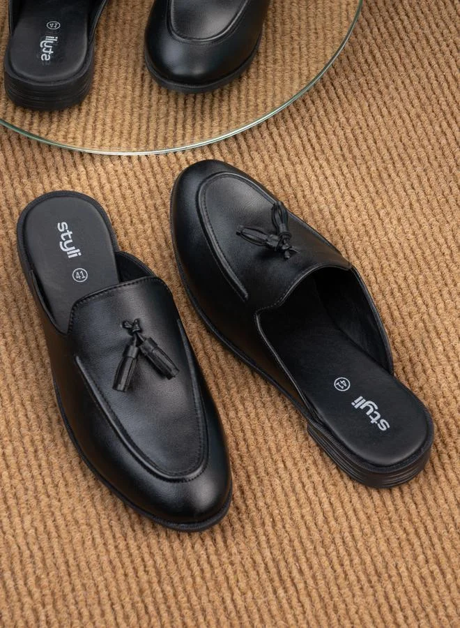 Styli Styli Tassel Accent Slip On Open Heel Mules