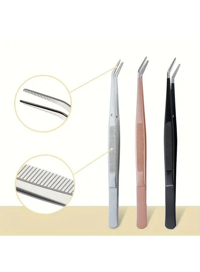 Heavy Duty Stainless Steel Serrated Tip Forceps Silvery Tweezers For DIY Crafting Outdoor - Image 2