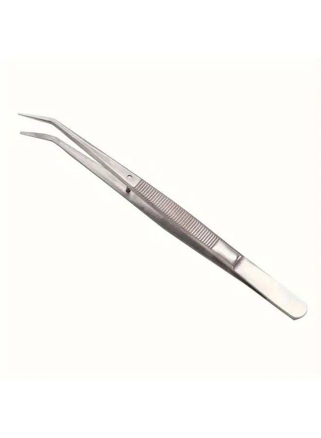 Heavy Duty Stainless Steel Serrated Tip Forceps Silvery Tweezers For DIY Crafting Outdoor - Image 1