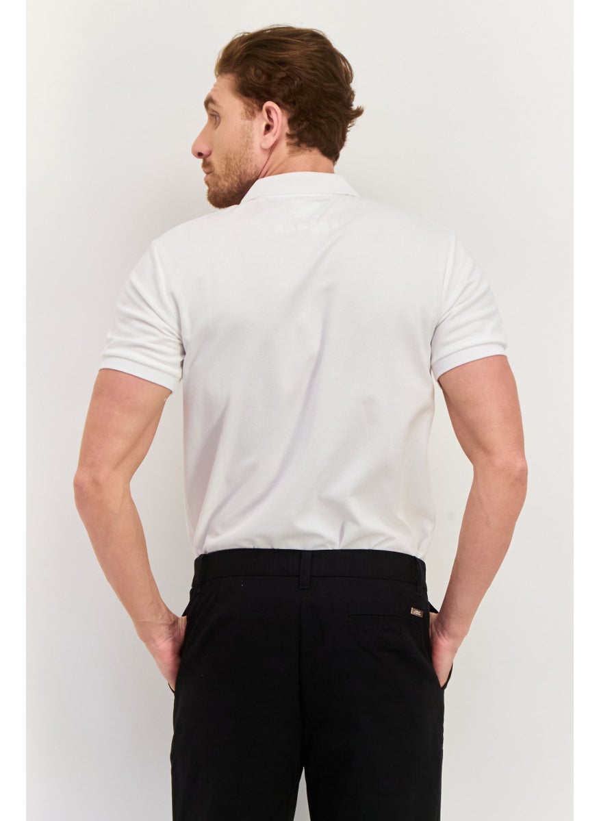 Tailorbyrd Men Regular Fit Short Sleeve Embroidered Logo Polo Shirt, White  - Image 2