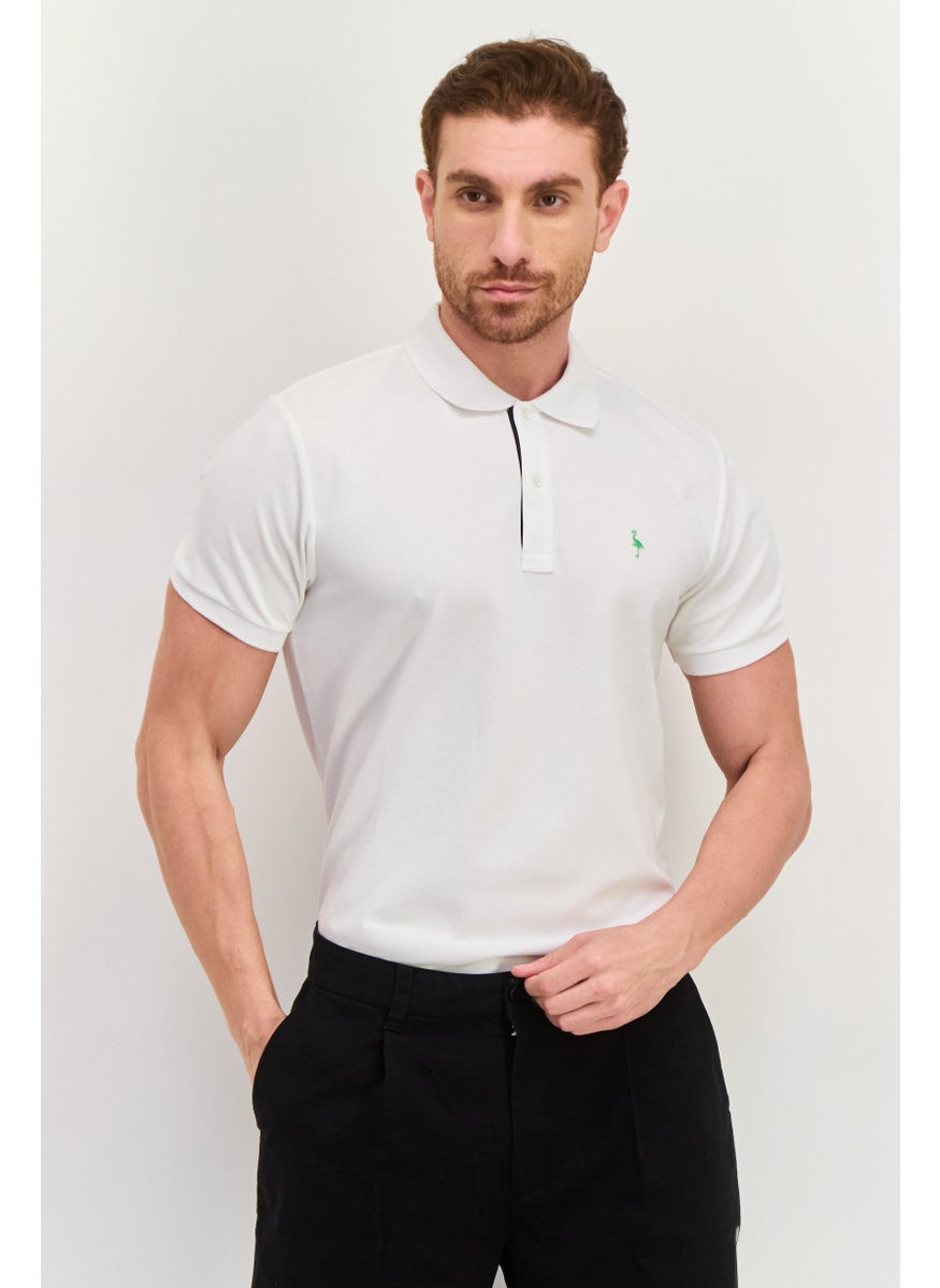 Tailorbyrd Men Regular Fit Short Sleeve Embroidered Logo Polo Shirt, White  - Image 1