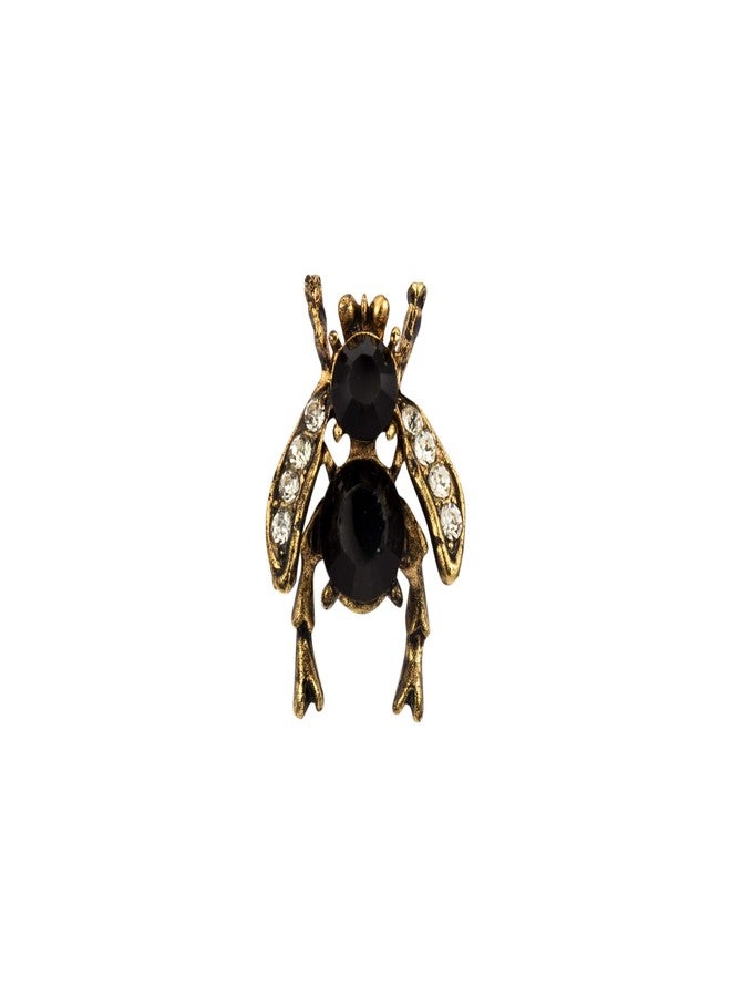 Knighthood Black and Gold Bee with Stone Detailing Lapel Pin/Brooch - Image 1