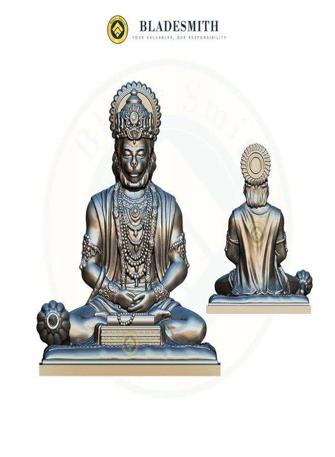 BLADESMITH Bajrangbali Hanuman ji Idol Statue murti for Car Dashboard Home Decoration Puja Mandir Silver Color, 9 x 7.5 Cm - Image 4