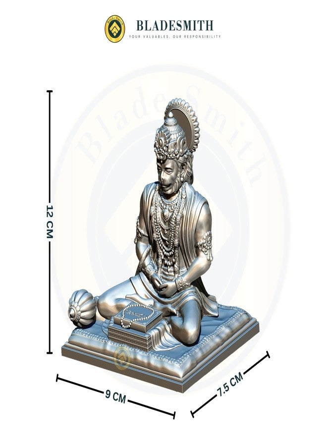 BLADESMITH Bajrangbali Hanuman ji Idol Statue murti for Car Dashboard Home Decoration Puja Mandir Silver Color, 9 x 7.5 Cm - Image 3