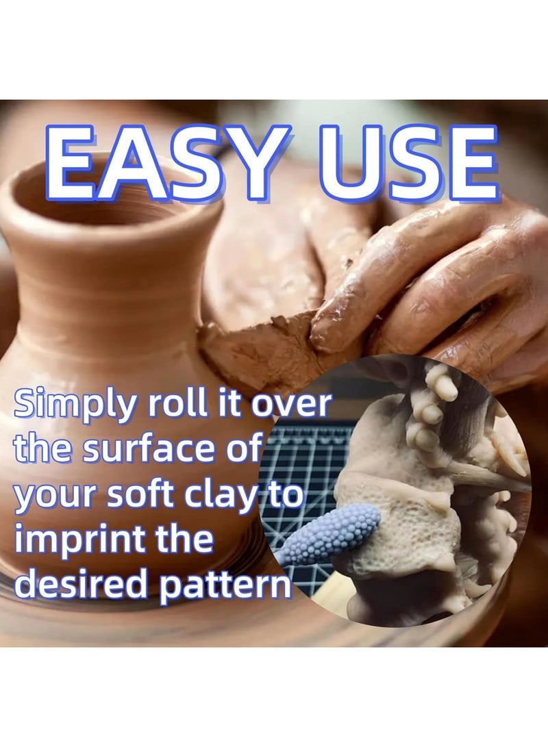 Luckam Clay Texture Tool Set, Clay Modeling Pattern Rollers Kit, Clay Embossing Hand Rollers, Rolling Pin, Clay Modelling Tools for Adults, Clay Crafting Kit (9-Piece) - Image 2
