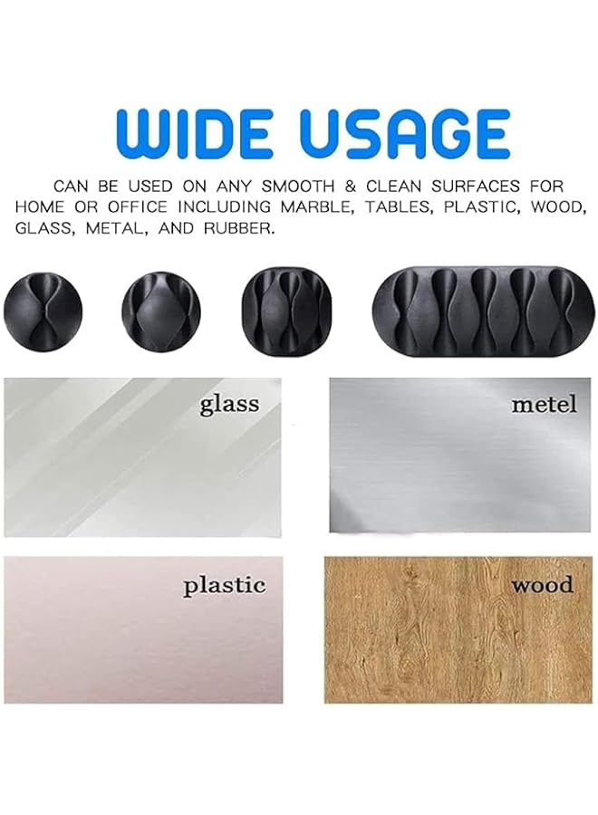 Green Tiger Multipurpose Cable Clips, Self Adhesive Cord Holders, Desk Cable Management Clips Wire Holder for Organizing Cables Cords, Wires Home, Office(20 Pack) - Image 4