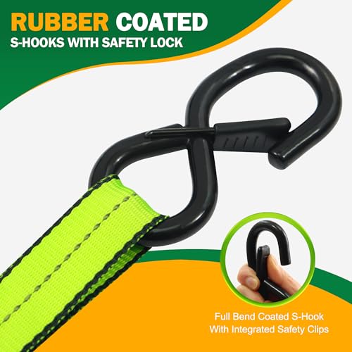 STARLEAPARTS Motorcycle Tie Down Strap (4PK) - 2,100lb Break Strength Premium 15ft Ratchet Tie Down Straps Set, Soft Loop Ratchet Straps for Moving Appliances, Lawn Equipment, Cargo Straps for Trucks - Image 3