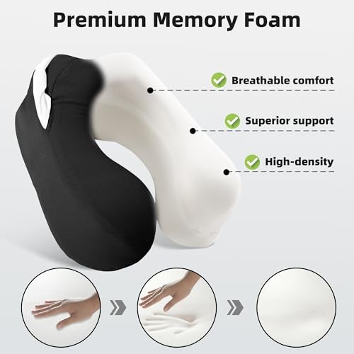 ALLINCOZY Privacy-Friendly Hooded Travel Pillow for Kids & Adults, Sensory-Friendly, Memory Foam Neck Support for Airplane, Car & Train, Breathable Fabric, Portable, Ultimate Comfort Panda - Image 5