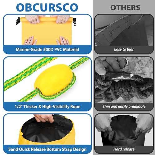 Obcursco 20L Jet Ski Anchor Kit PWC Anchor 2 in 1 Sand Bag for Float with Adjustable Buoy, PWC Sandbag for Jetski, Kayak, Seadoo, Paddle Board, Waverunner, Watercraft, and Swim Mat (Yellow) - Image 2