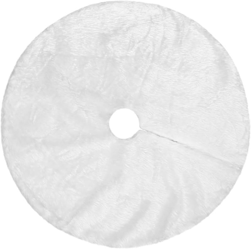 ARTIBETTER Christmas Tree Skirt 35-inch White Plush Decorative Skirt for Tree Floor Mat Holiday Decor Soft - Image 1
