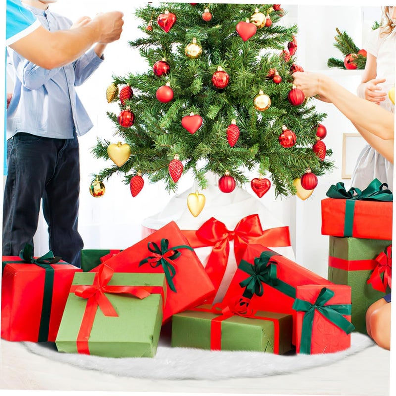 ARTIBETTER Christmas Tree Skirt 35-inch White Plush Decorative Skirt for Tree Floor Mat Holiday Decor Soft - Image 3