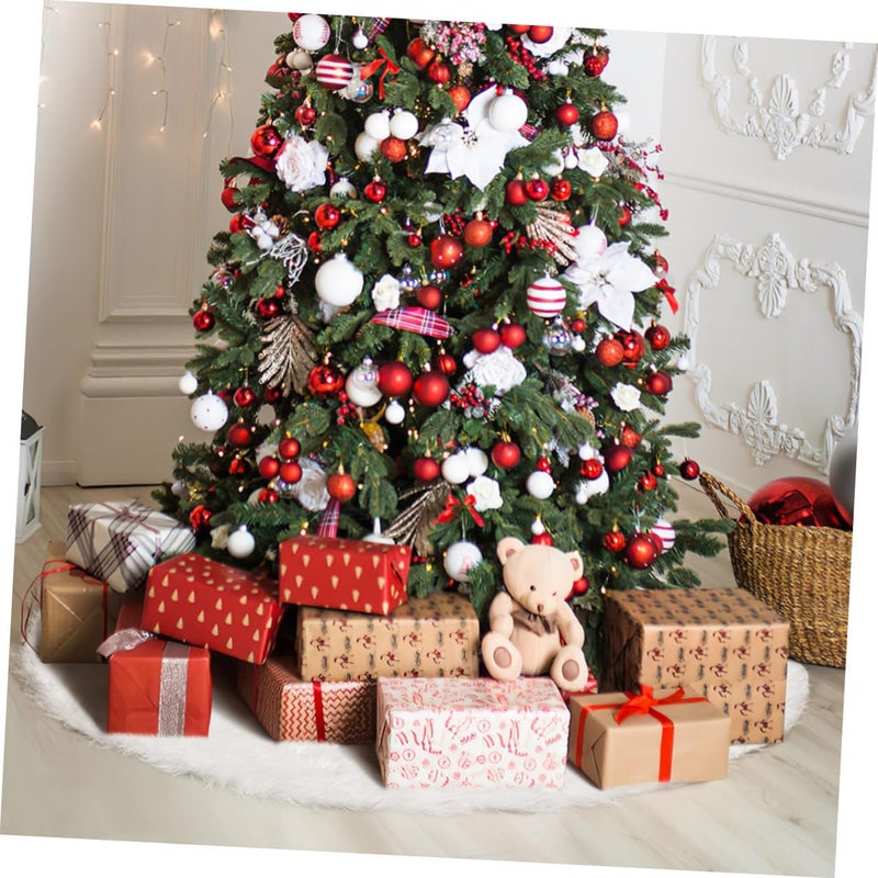 ARTIBETTER Christmas Tree Skirt 35-inch White Plush Decorative Skirt for Tree Floor Mat Holiday Decor Soft - Image 4