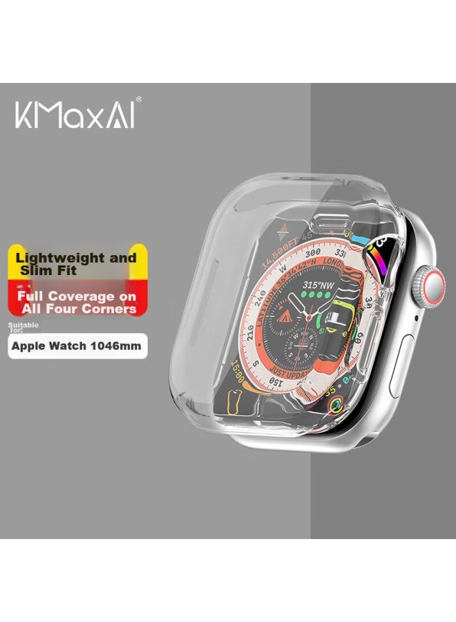Kmaxai Compatible With Apple Watch S10 Protective Case + Screen Protector, Apple Watch 10 46mm Watch Face Protective Cover, Integrated Screen Film Case, Tpu Soft Rubber Watch Case, Transparent - Image 1